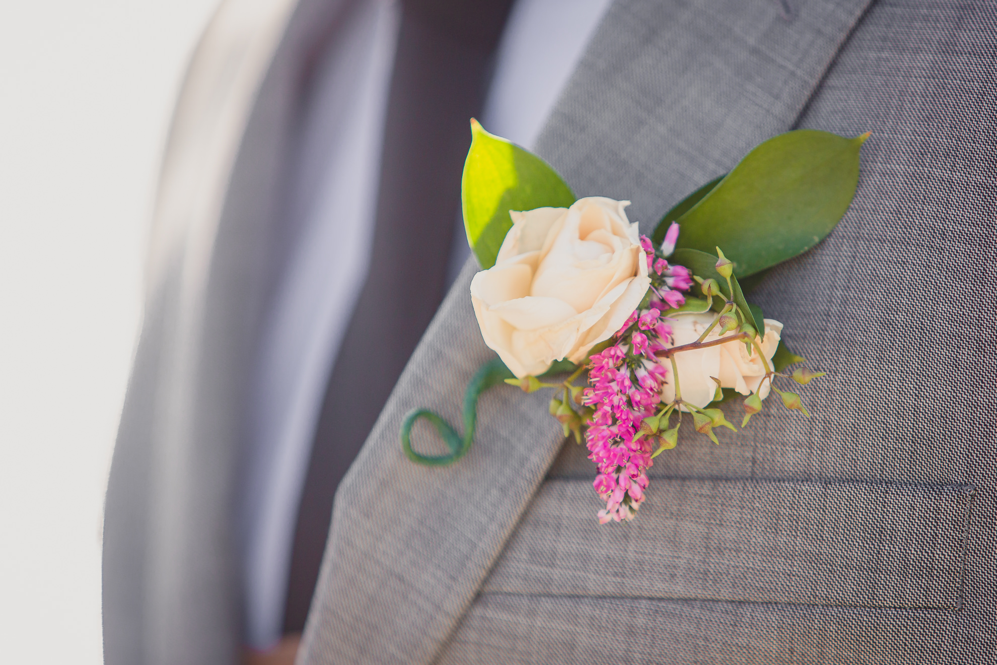 boutonniere flowers at wedding at Outer Harbor in Buffalo, NY