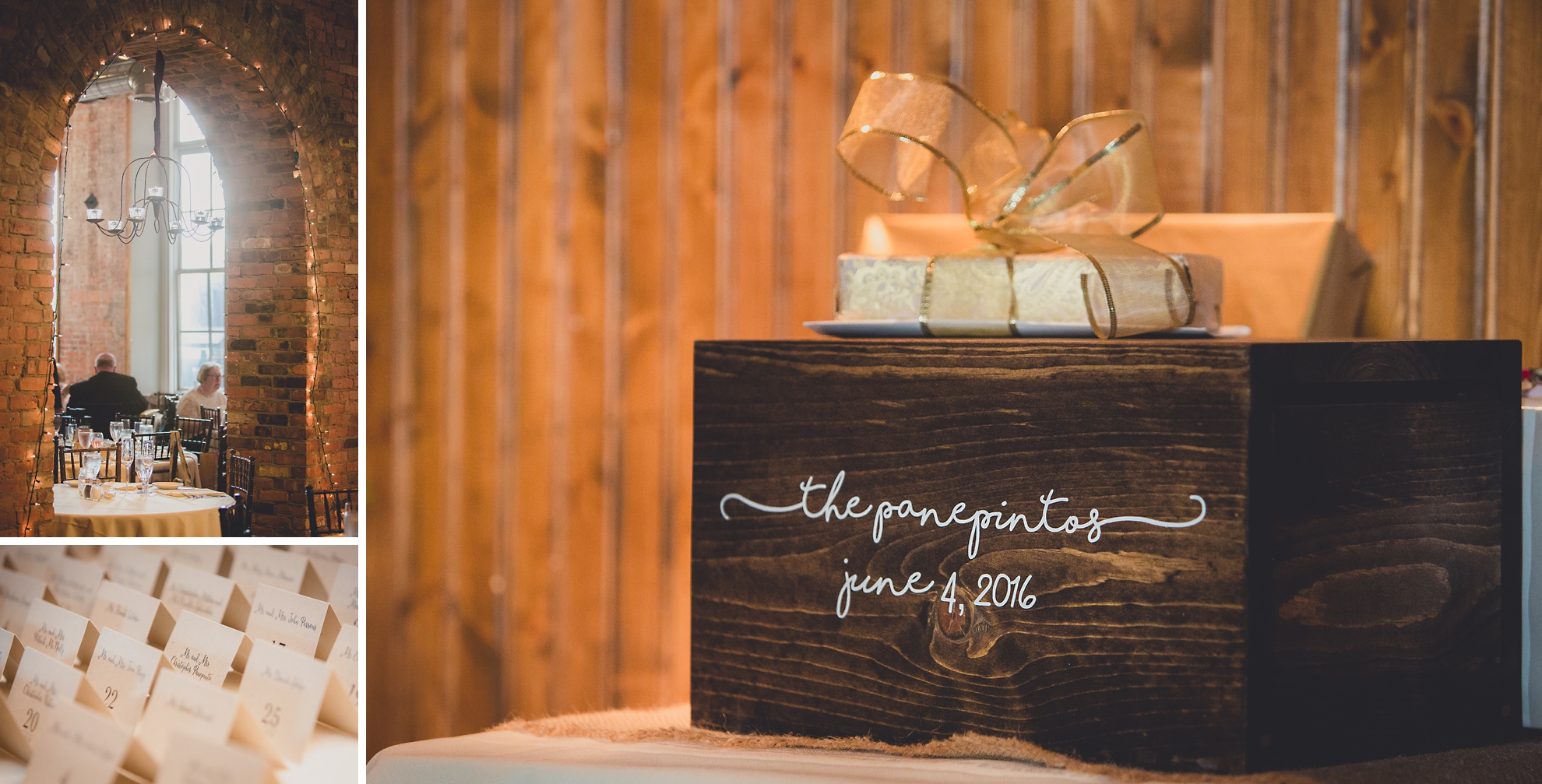 place cards and other decor at wedding reception venue Pearl at the Webb in Buffalo, NY