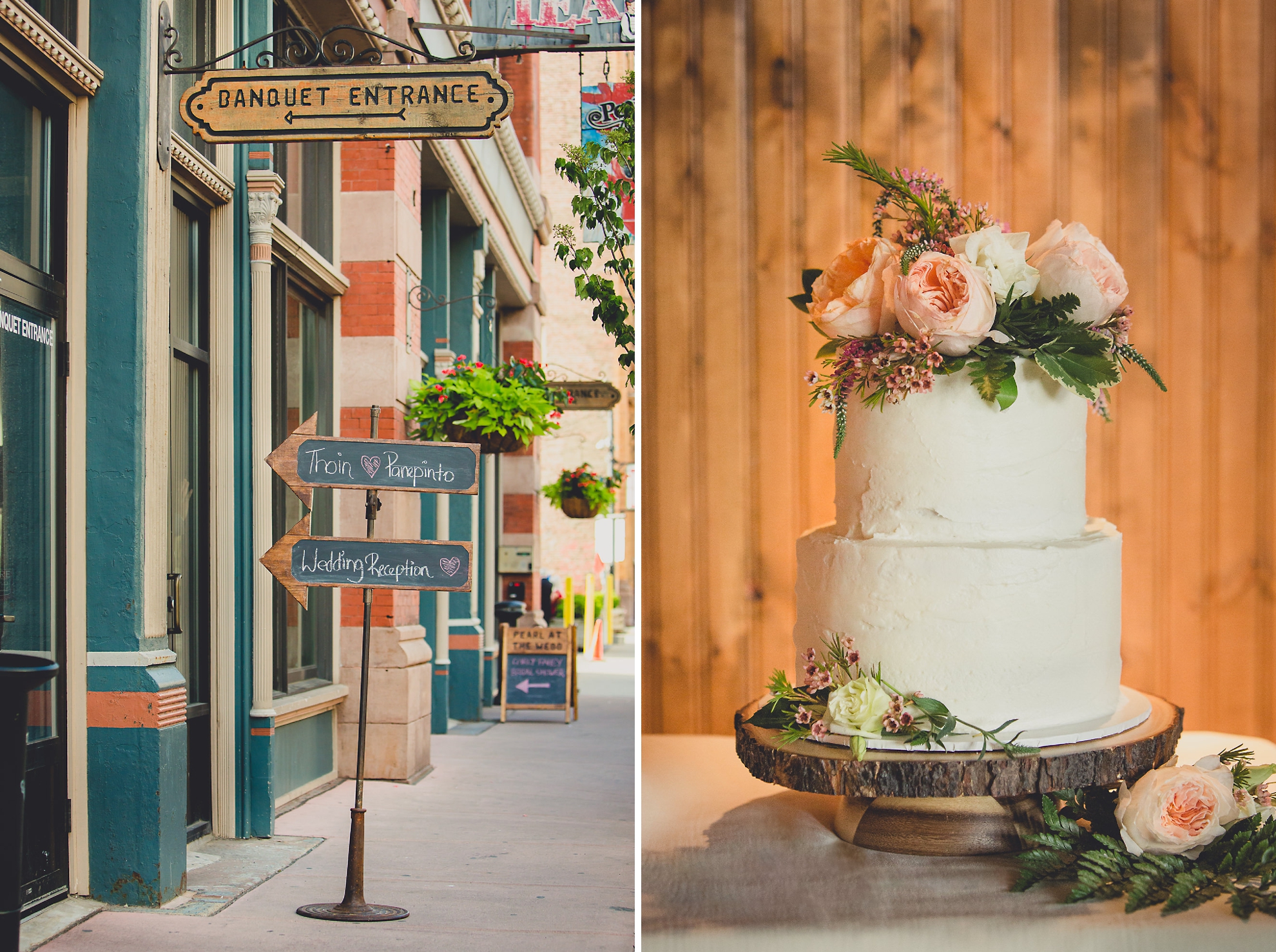 cake and signage decor at wedding reception venue Pearl at the Webb in Buffalo, NY