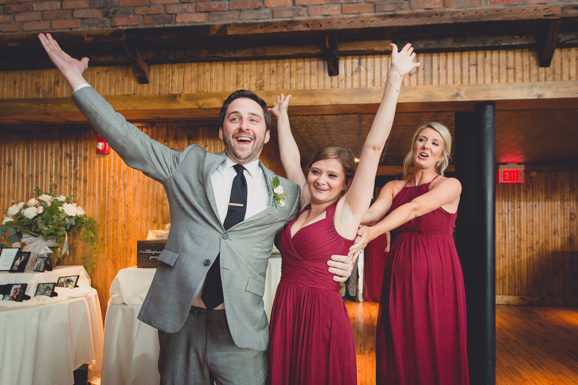 wedding party is introduced in to room at wedding reception venue Pearl at the Webb in Buffalo, NY