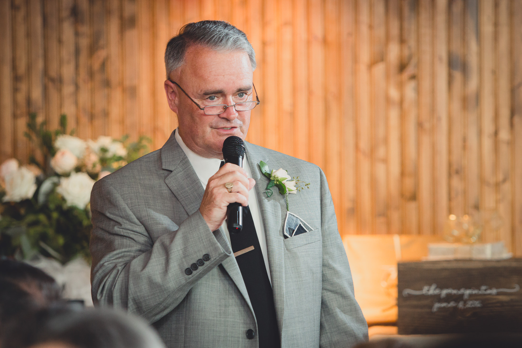 father of bride delivers speech at wedding reception venue Pearl at the Webb in Buffalo, NY