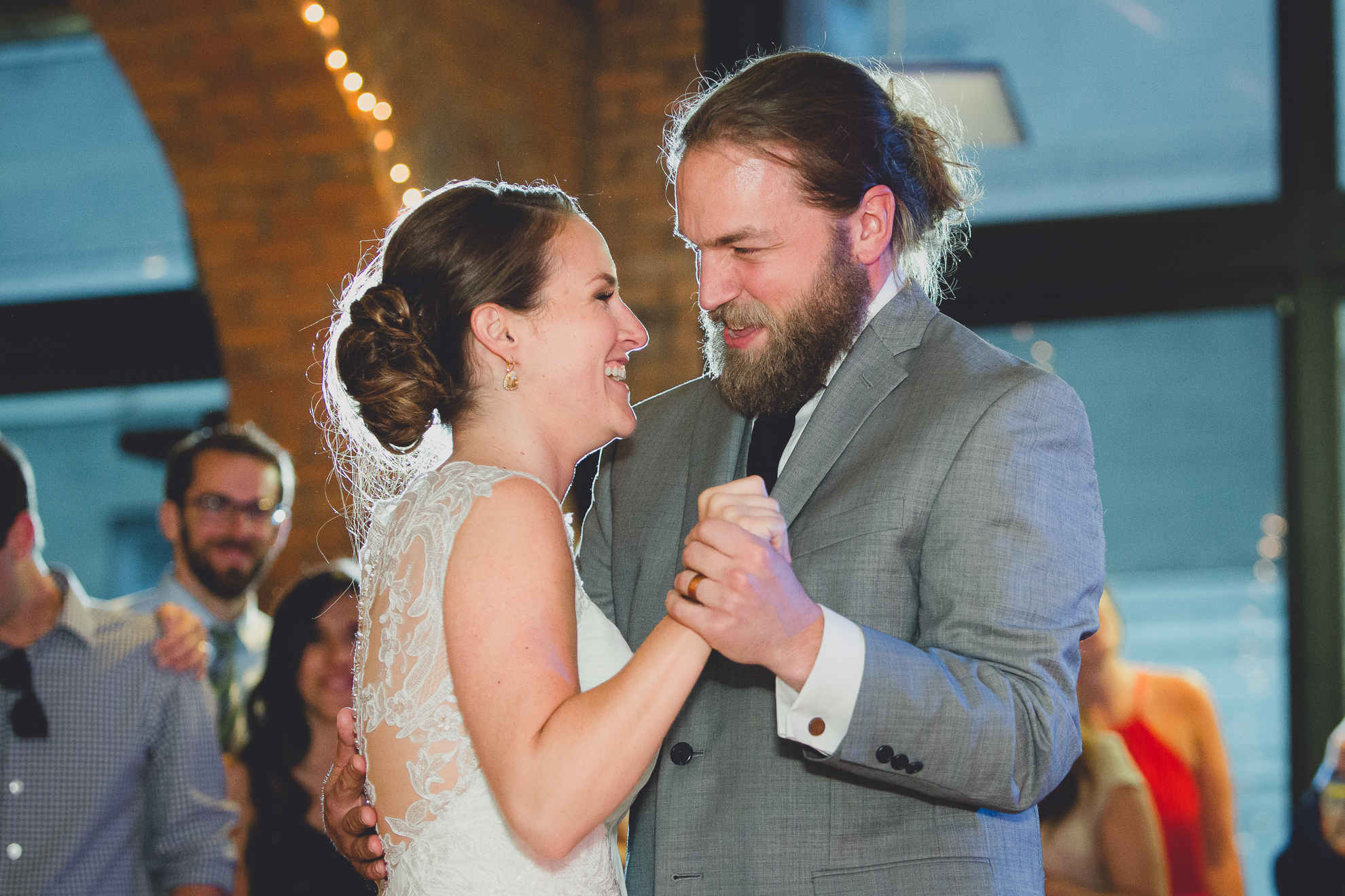 bride and groom dance at wedding reception venue Pearl at the Webb in Buffalo, NY