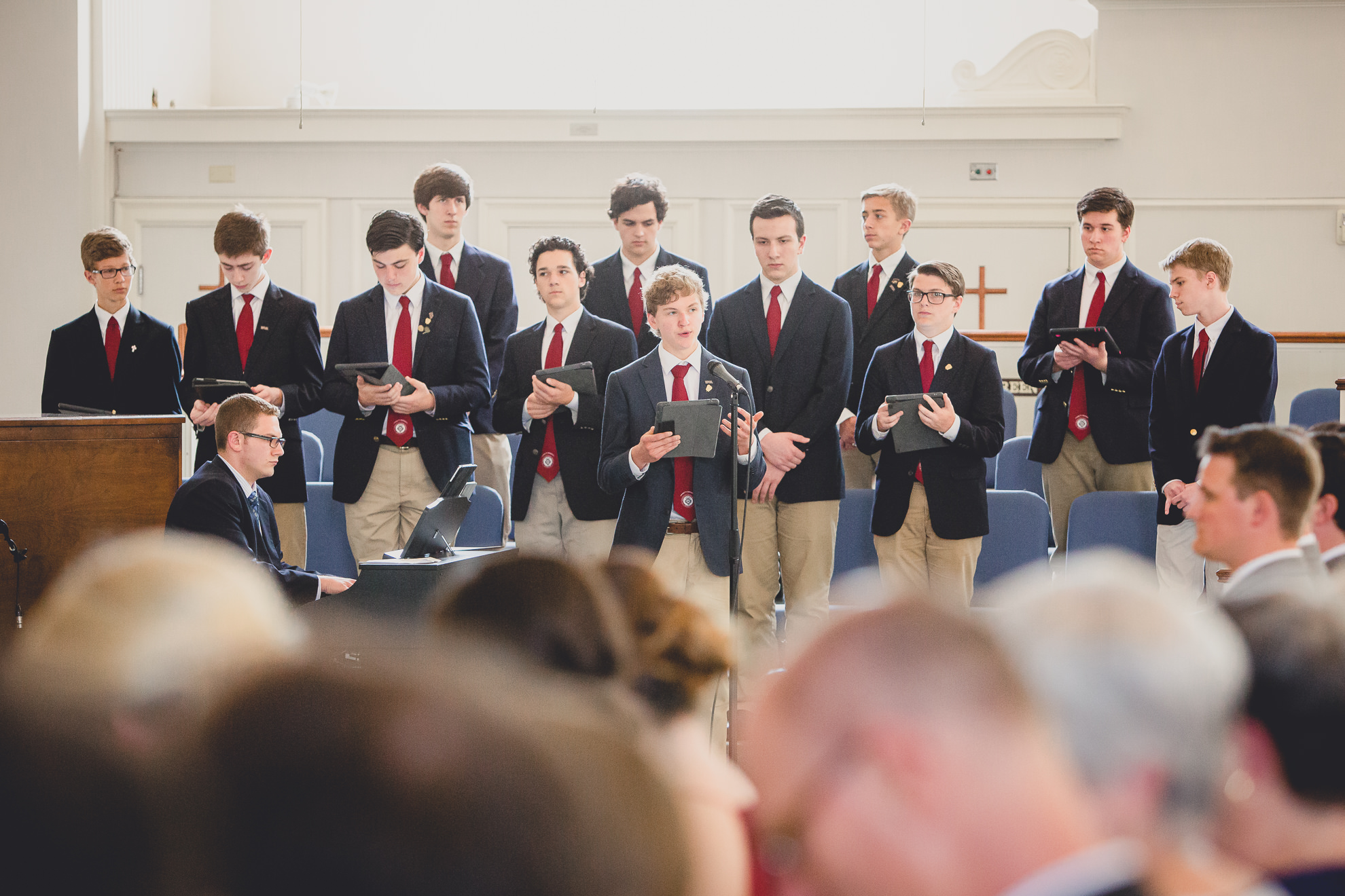 boys choir from St. Joe's High School sings during wedding ceremony at St. John the Baptist church in Kenmore, NY