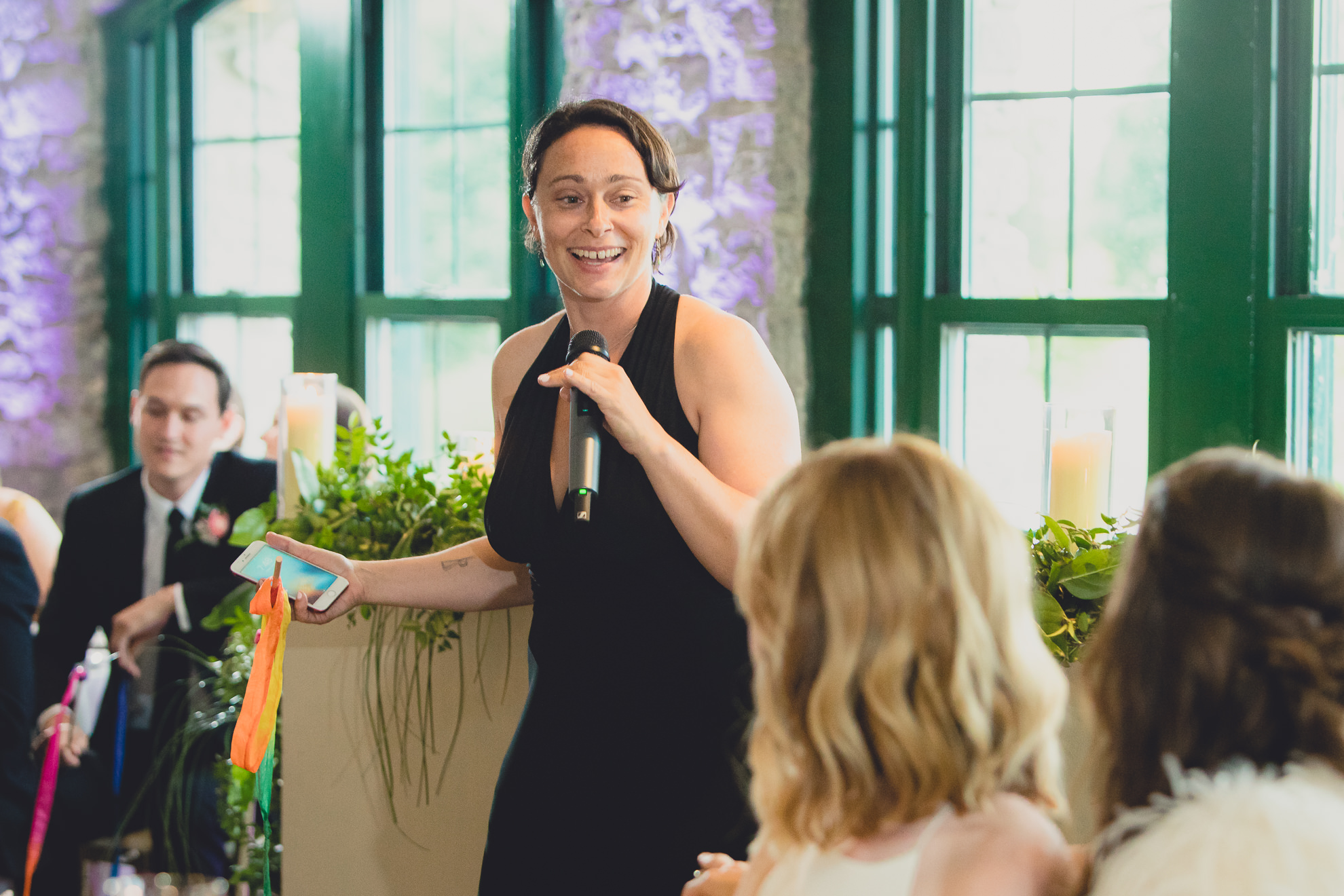 maid of honor delivers speech during wedding at Marcy Casino in Delaware Park in Buffalo, NY