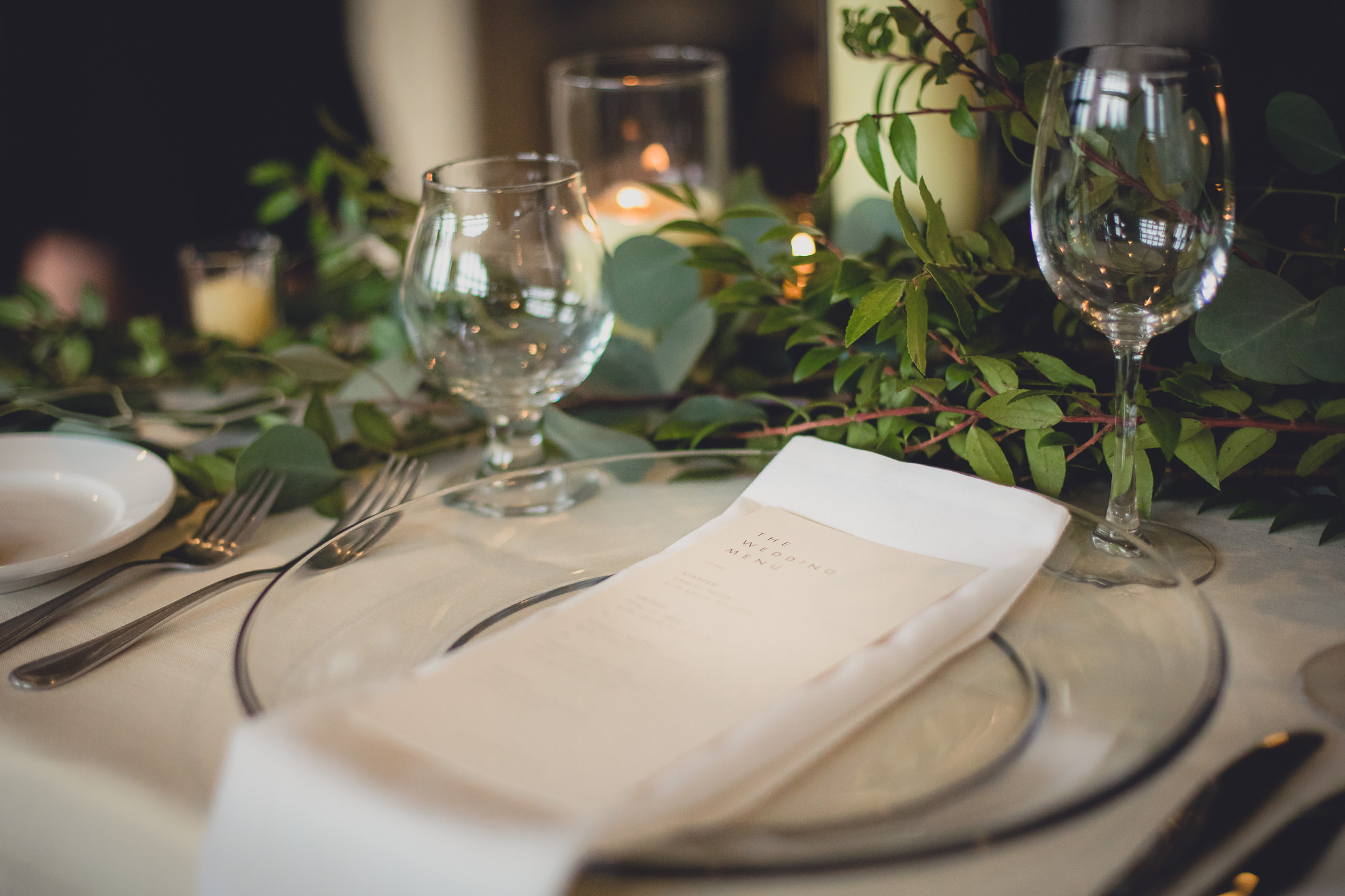 place settings during wedding at Marcy Casino in Delaware Park in Buffalo, NY