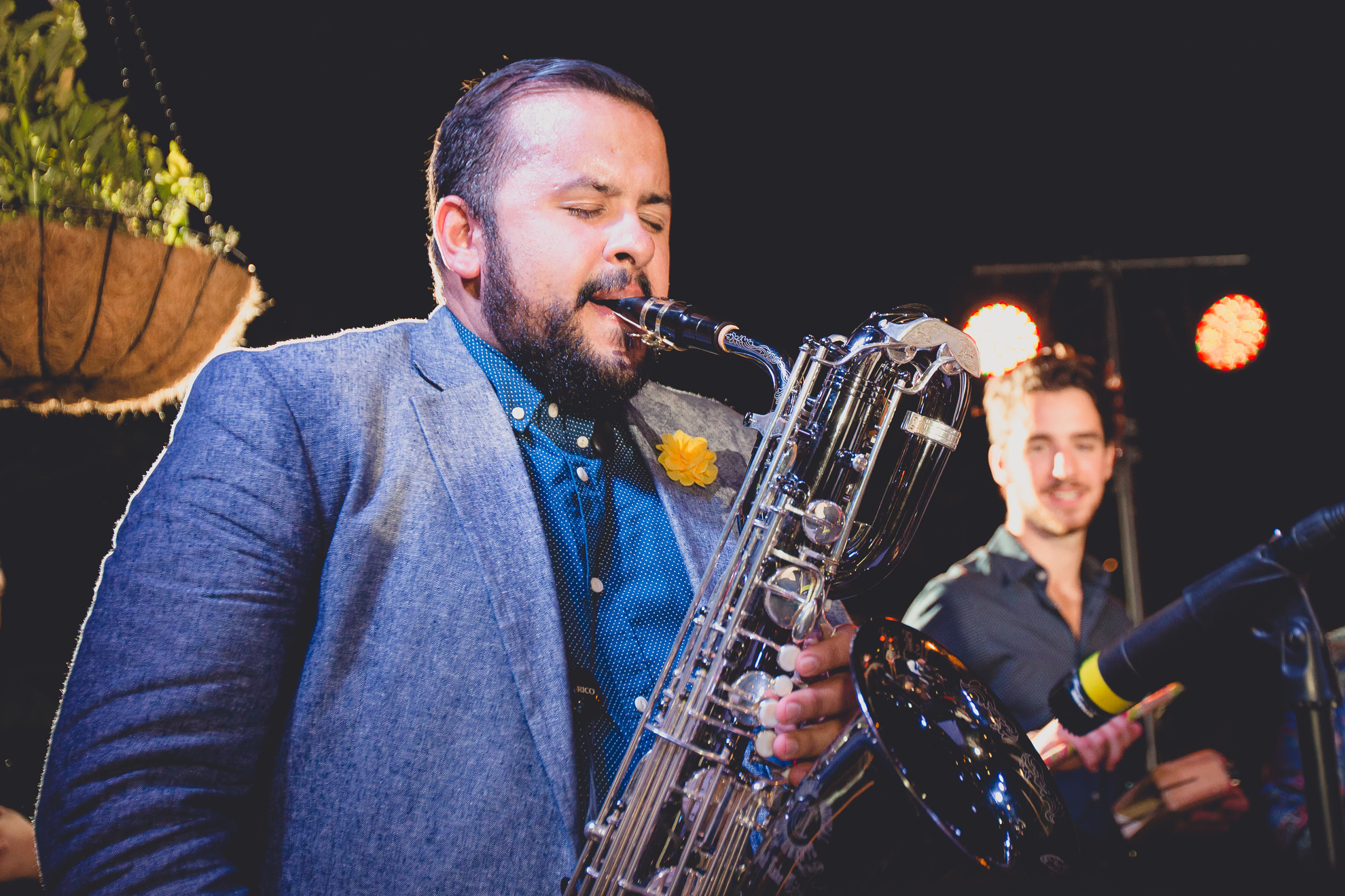 band emefe performs during outdoor wedding reception at the Revelry in Rochester, NY 