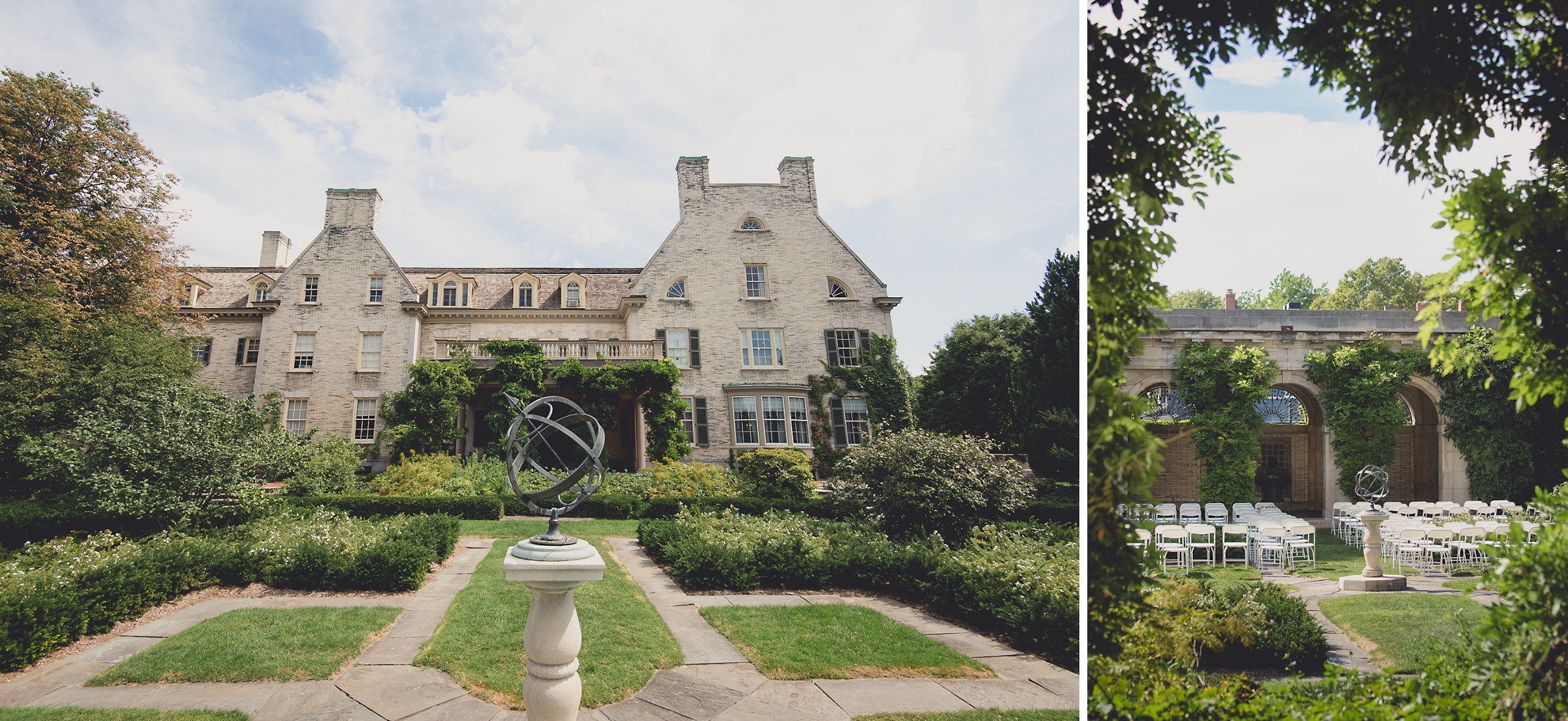 garden wedding ceremony setup at the George Eastman House in Rochester, NY 