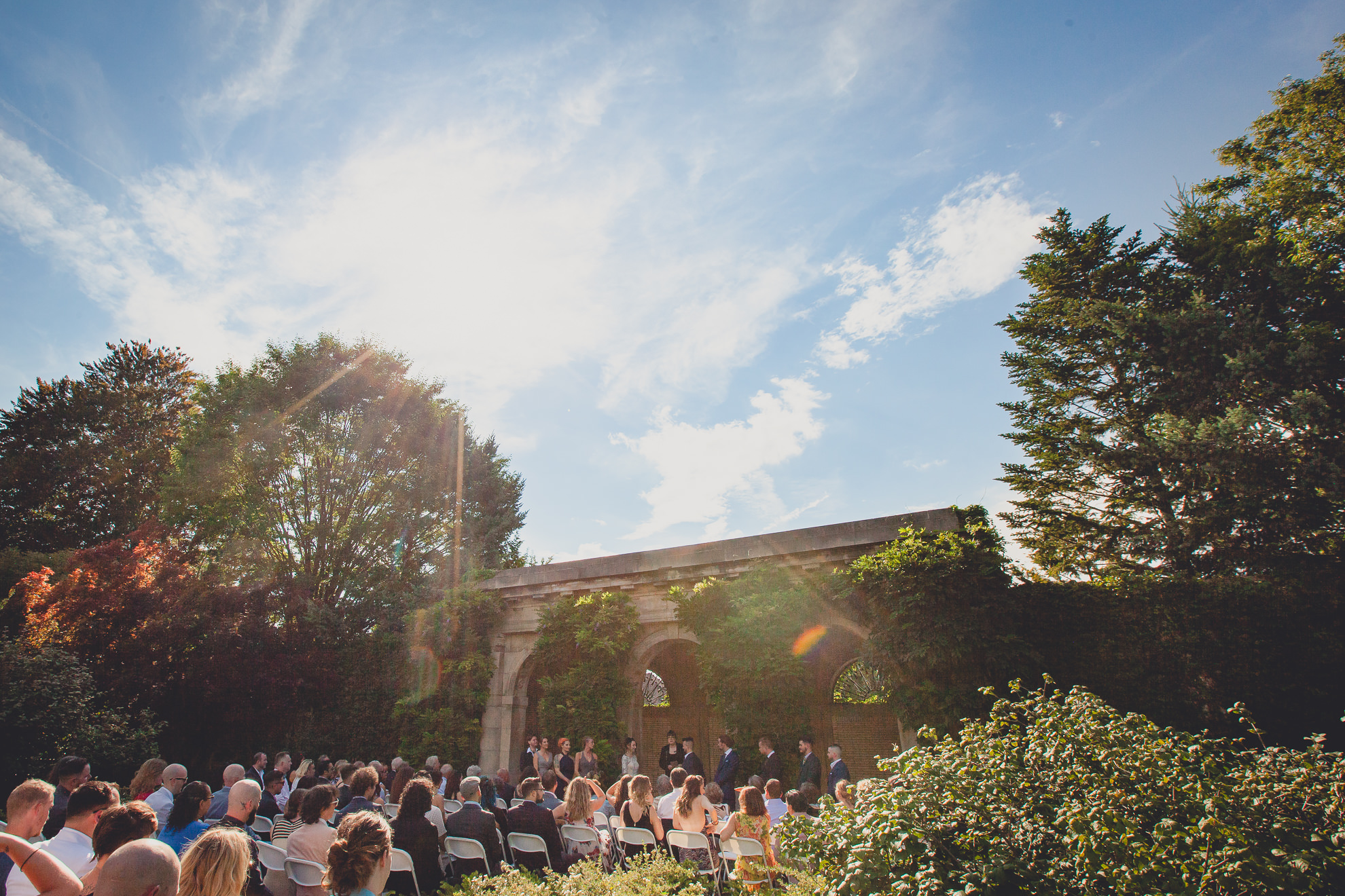  garden wedding ceremony at the George Eastman House in Rochester, NY 