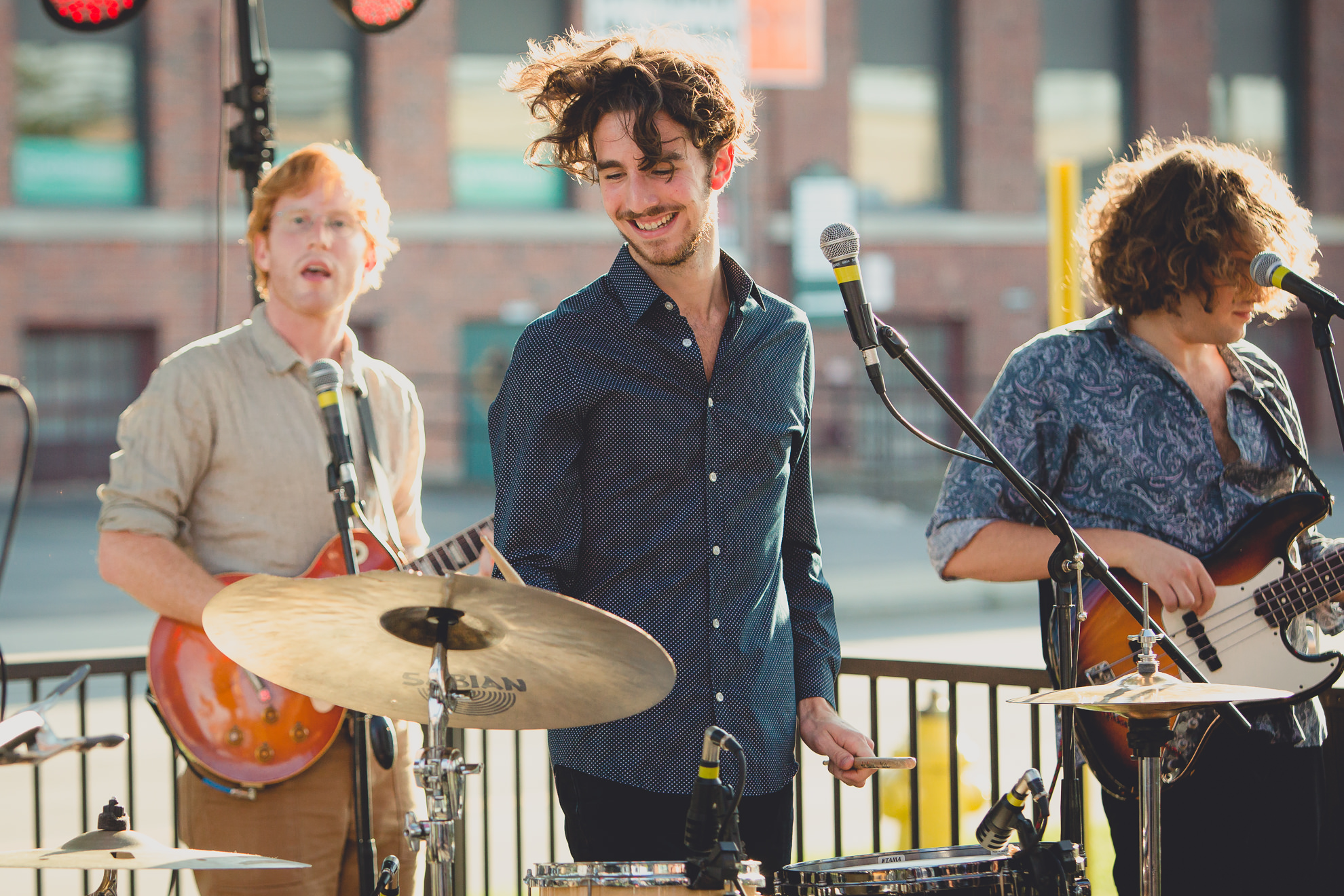 band emefe performs during outdoor wedding reception at the Revelry in Rochester, NY 