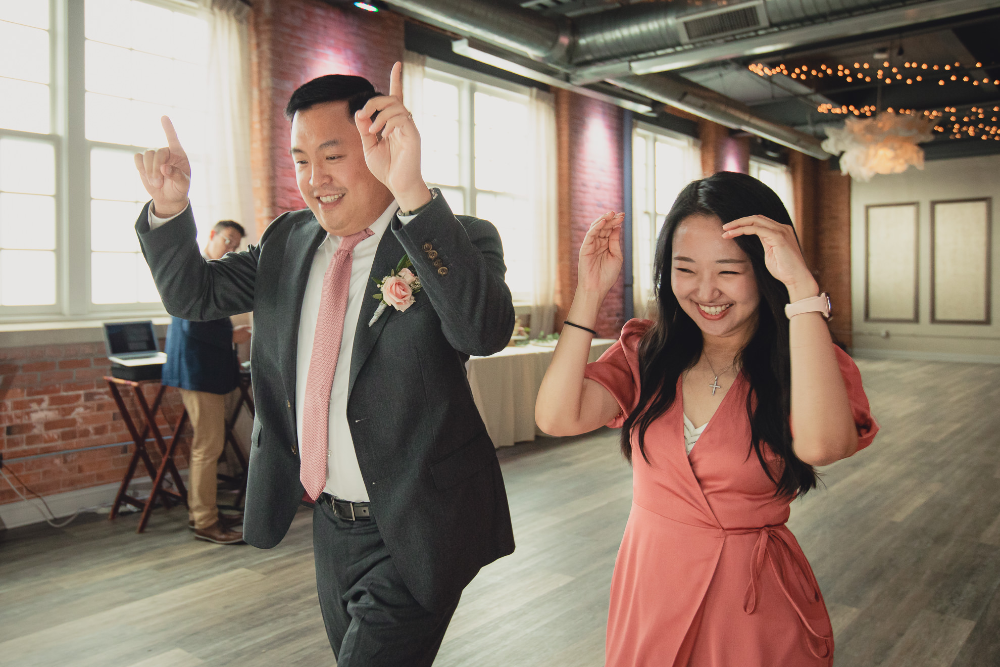 wedding party is introduced during wedding reception at the Foundry Suites in Buffalo, NY
