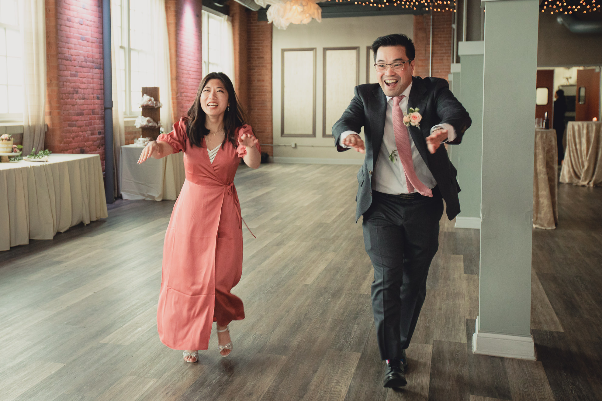 wedding party is introduced during wedding reception at the Foundry Suites in Buffalo, NY