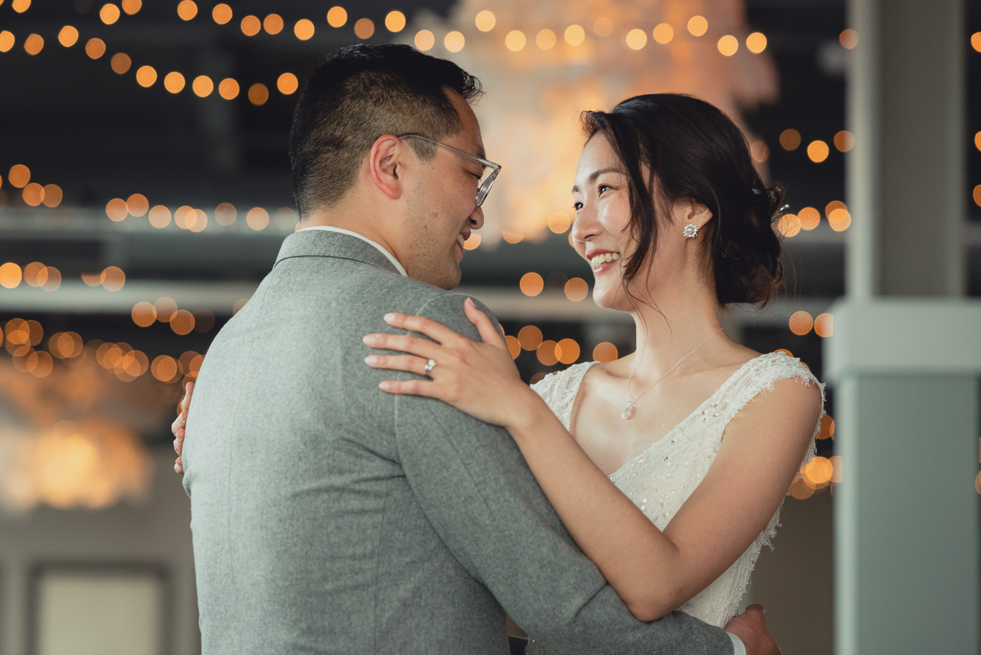 bride and groom dance during wedding reception at the Foundry Suites in Buffalo, NY
