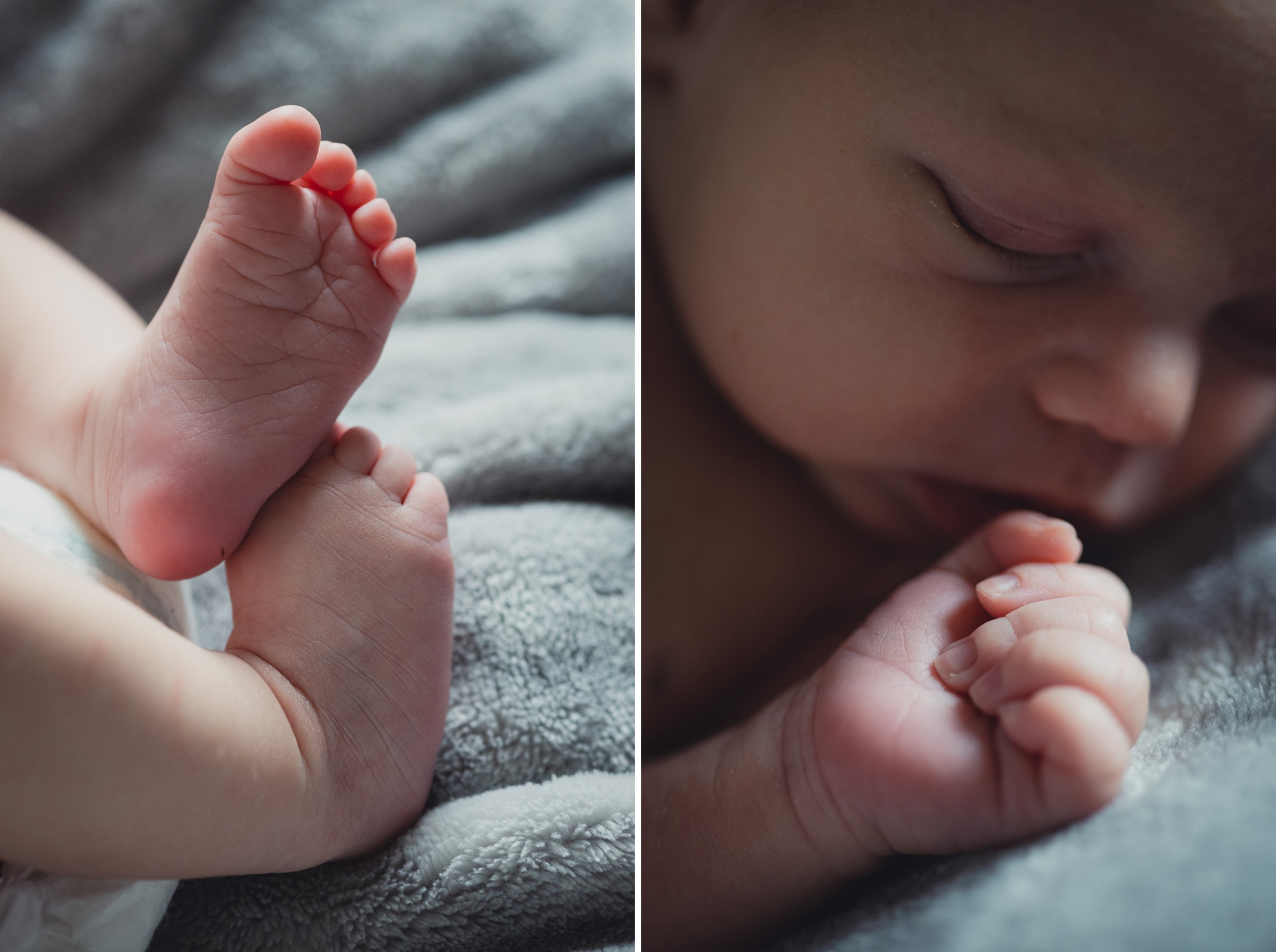 babies feet and hand during newborn baby family photography session in Buffalo, NY
