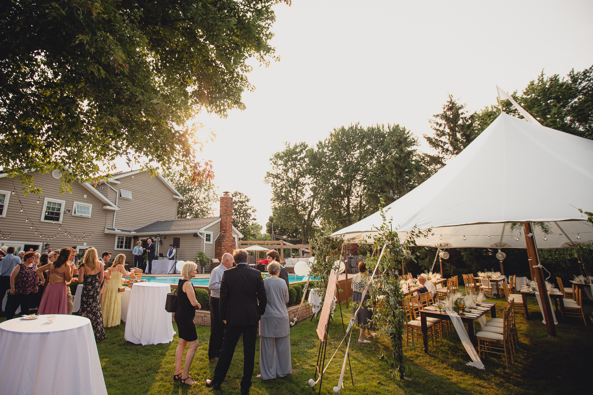 backyard tented wedding decor and rentals in Buffalo, NY