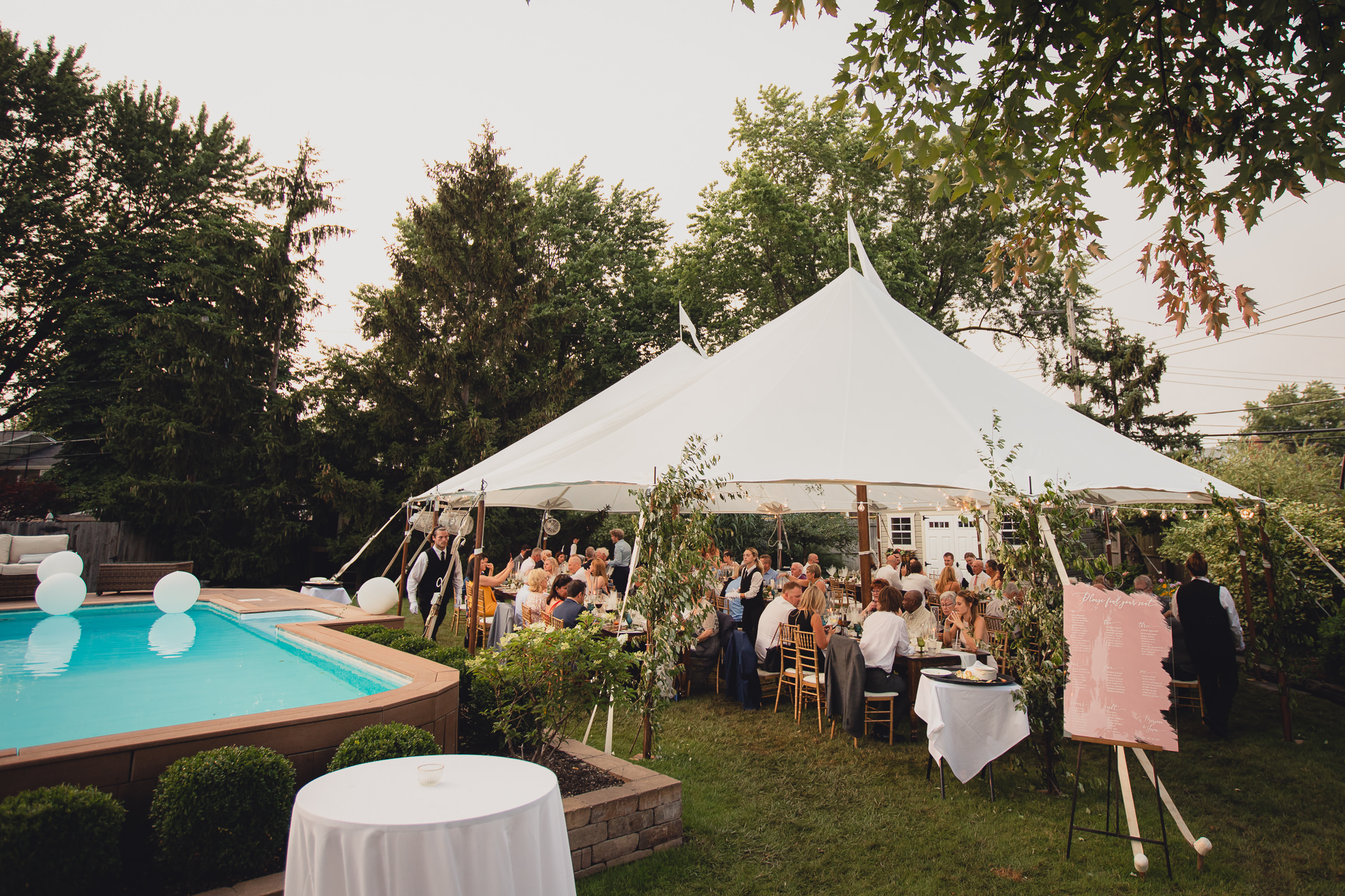 backyard tented wedding decor and rentals in Buffalo, NY
