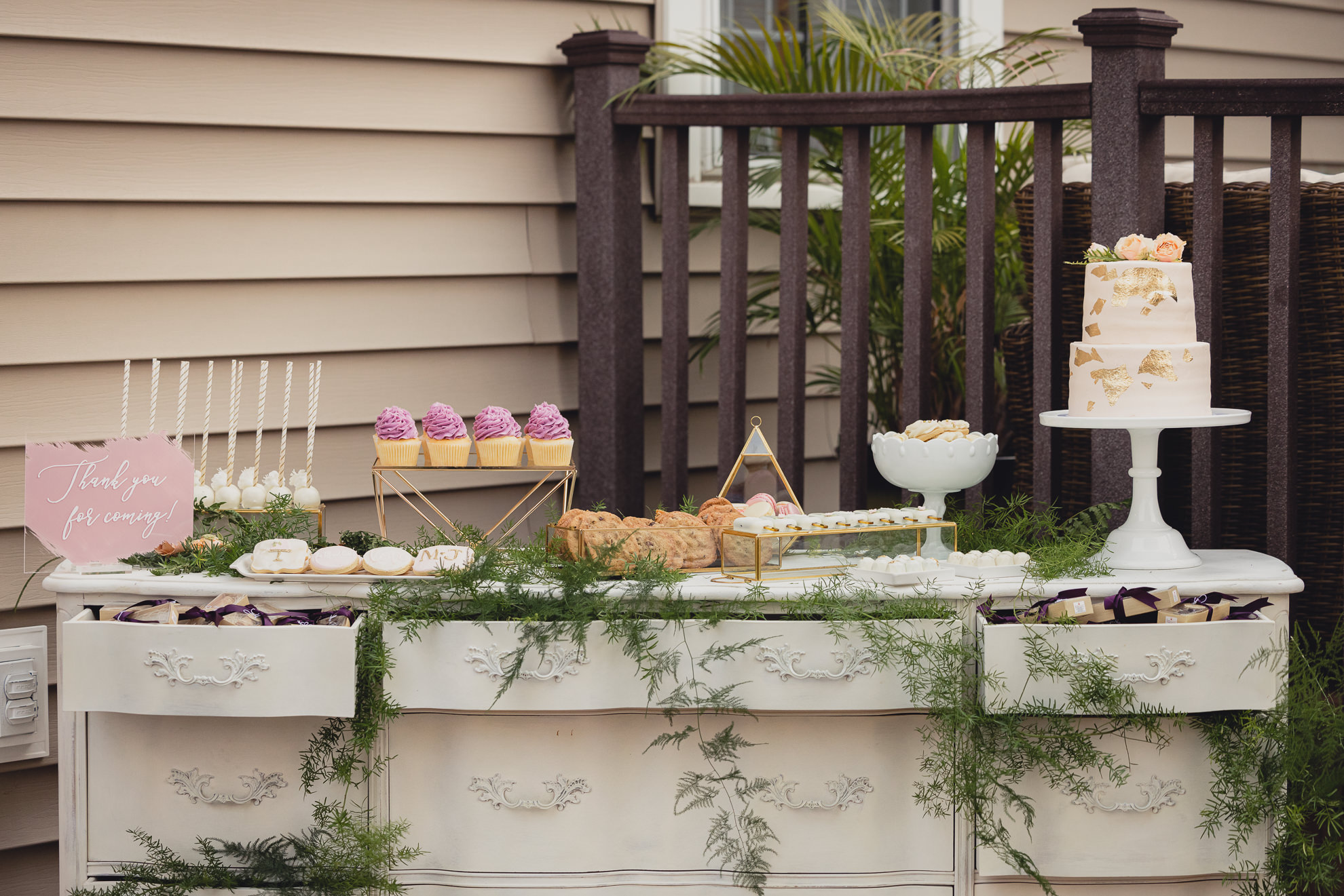 backyard tented wedding cake, desserts and rentals in Buffalo, NY