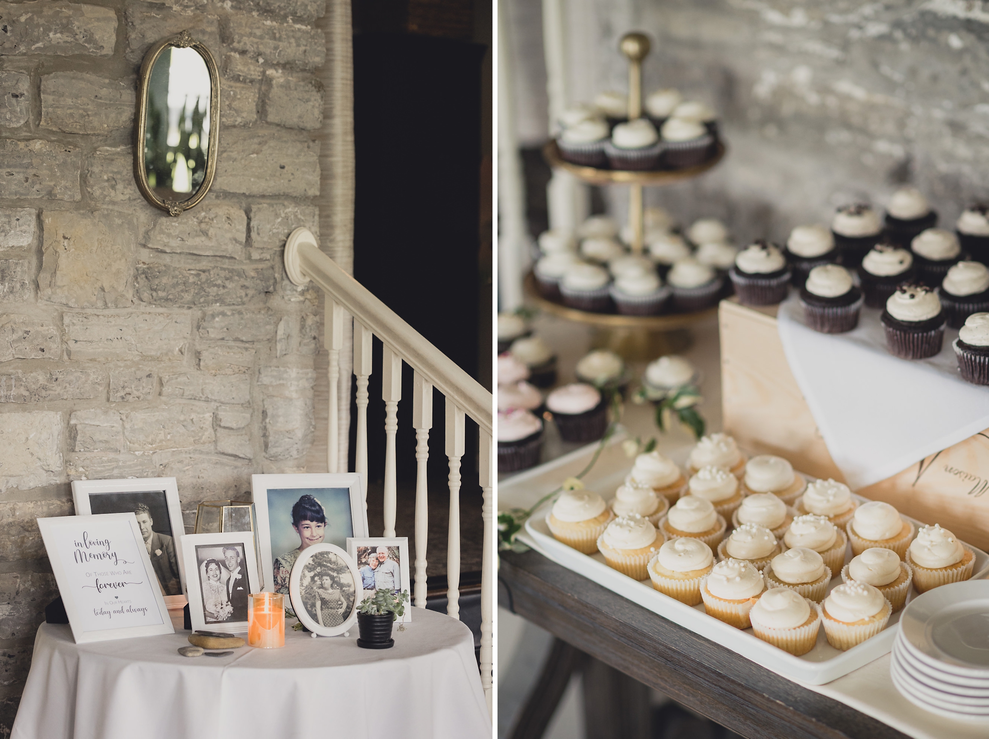 wedding reception cupcakes and decor at the terrace at marcy casino in Buffalo, NY