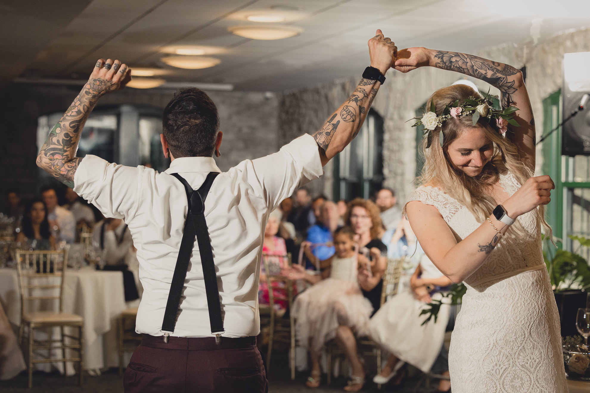 bride and groom dance during wedding at Marcy Casino in Buffalo, NY