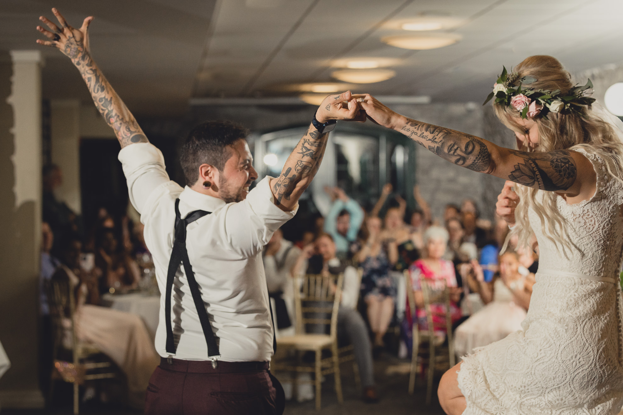 bride and groom dance during wedding at Marcy Casino in Buffalo, NY