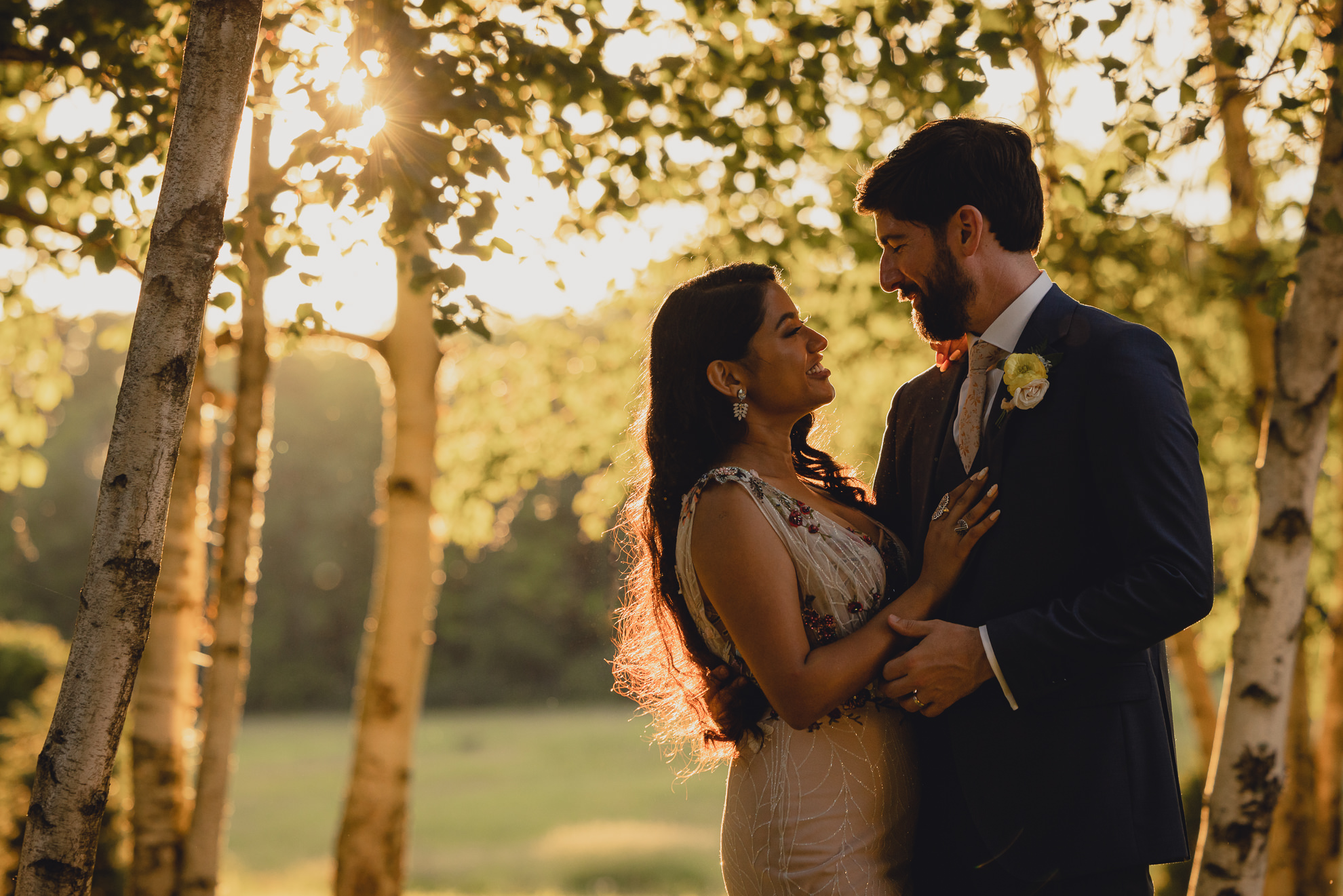 bride and groom pose for portrait after wedding ceremony at mansion at Knox Farm in East Aurora, NY
