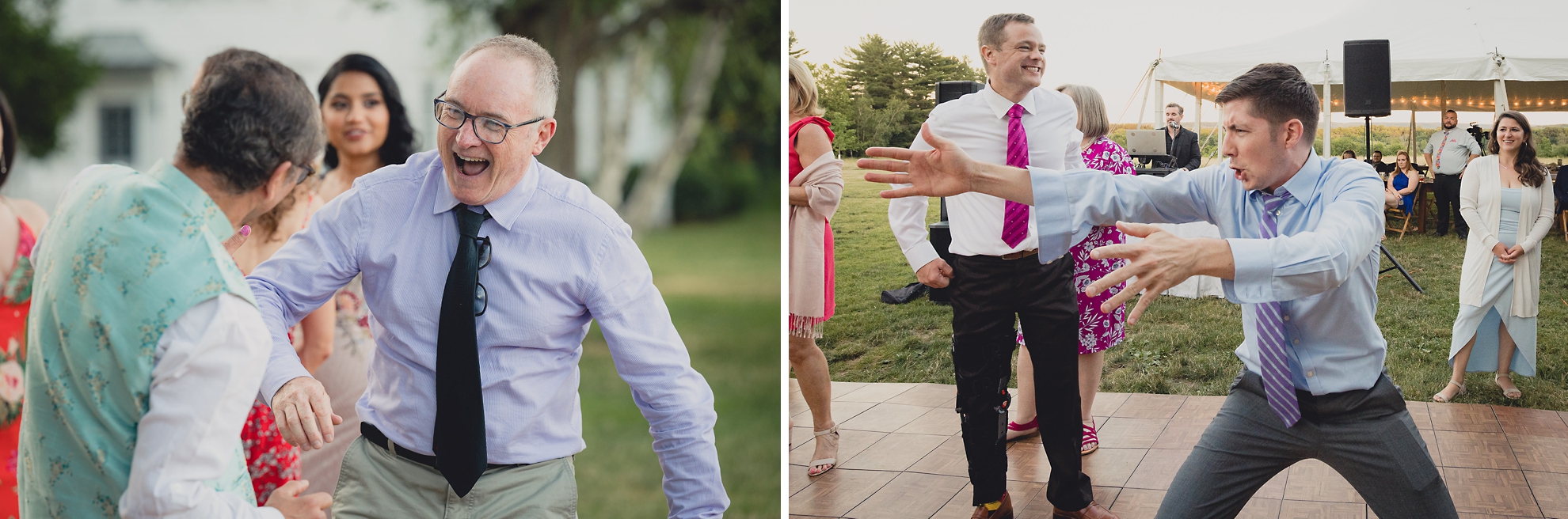 guests dance at outdoor tented wedding reception at Knox Farm in East Aurora, NY