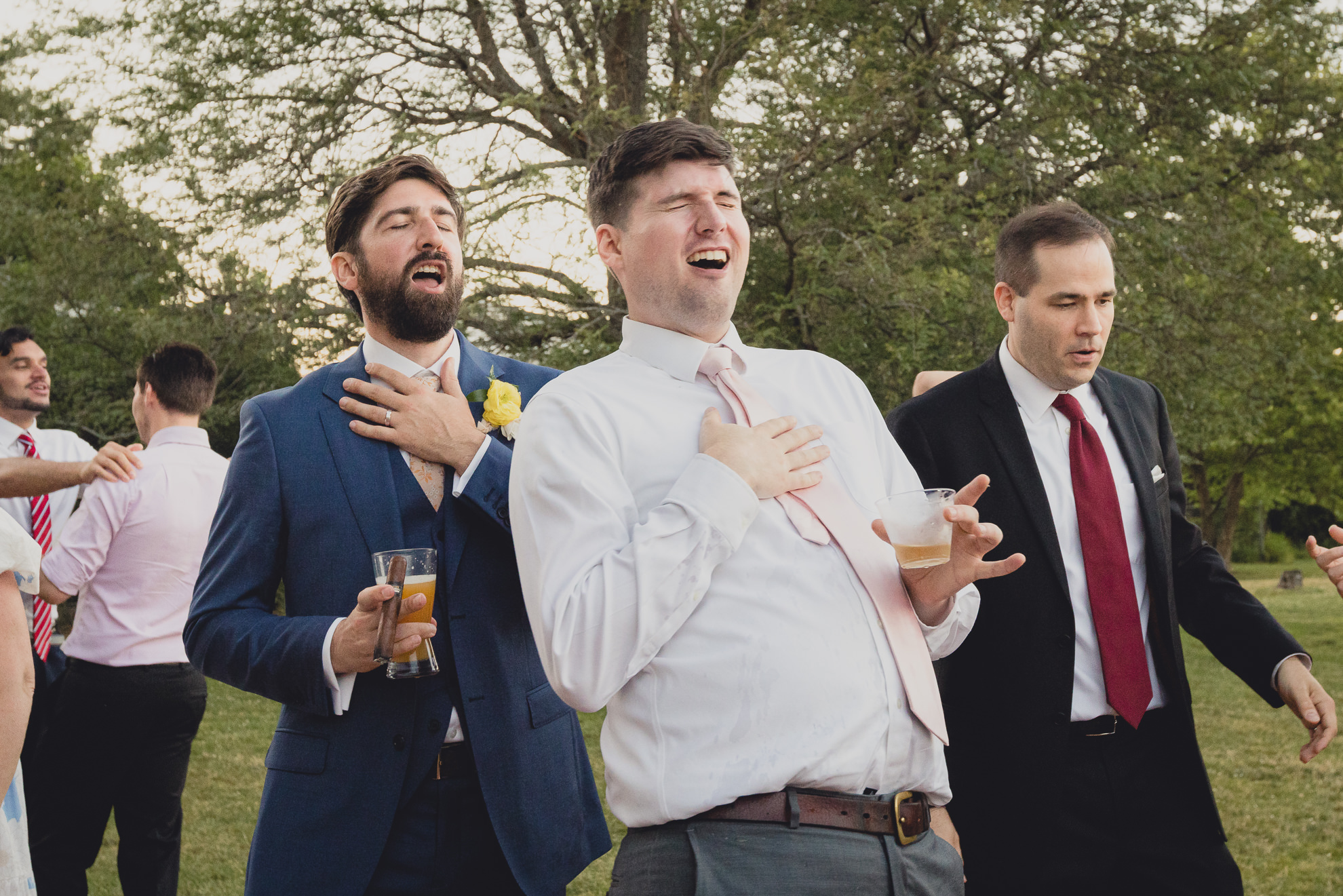 guests dance at outdoor tented wedding reception at Knox Farm in East Aurora, NY