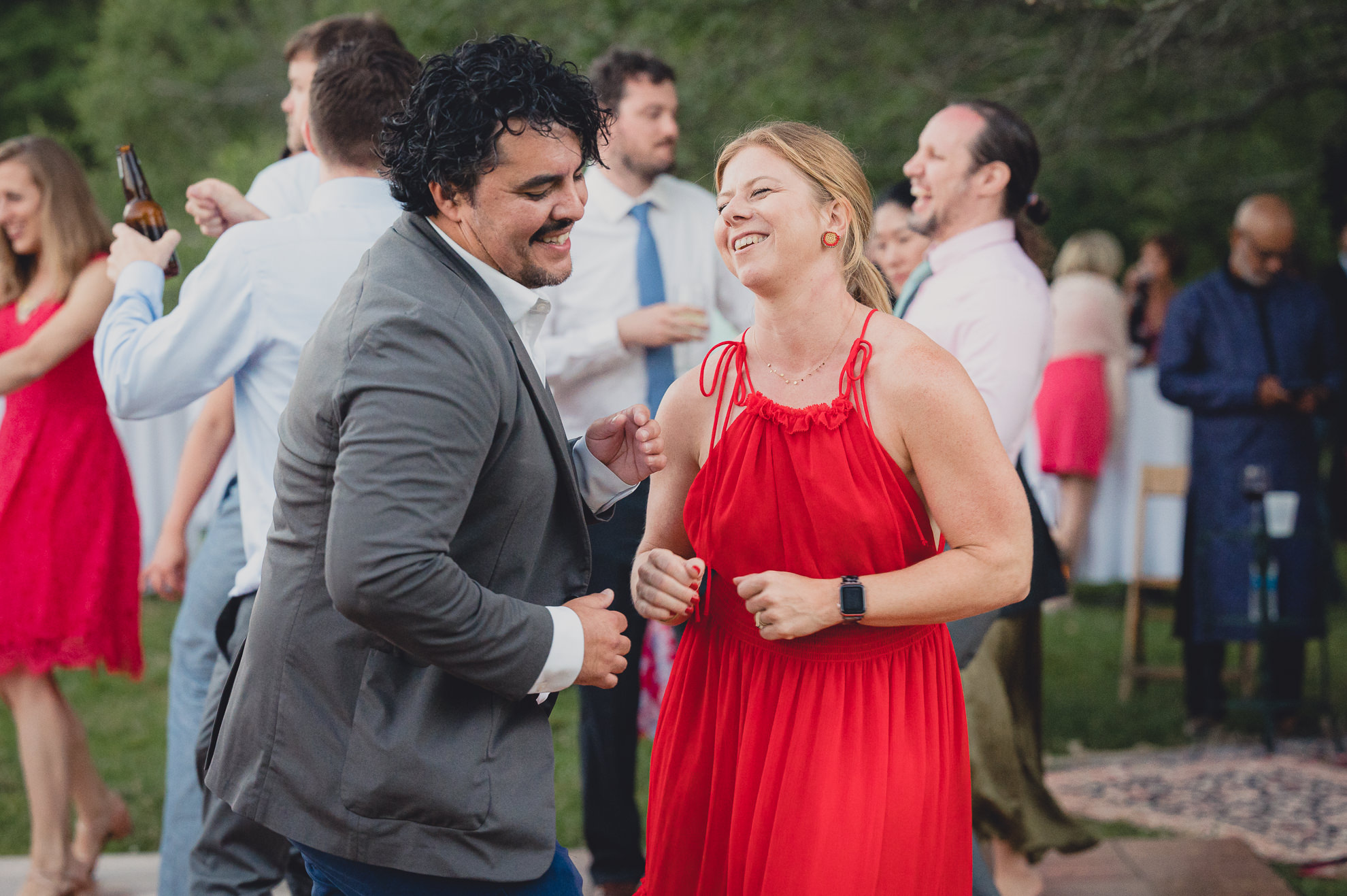 guests dance at outdoor tented wedding reception at Knox Farm in East Aurora, NY