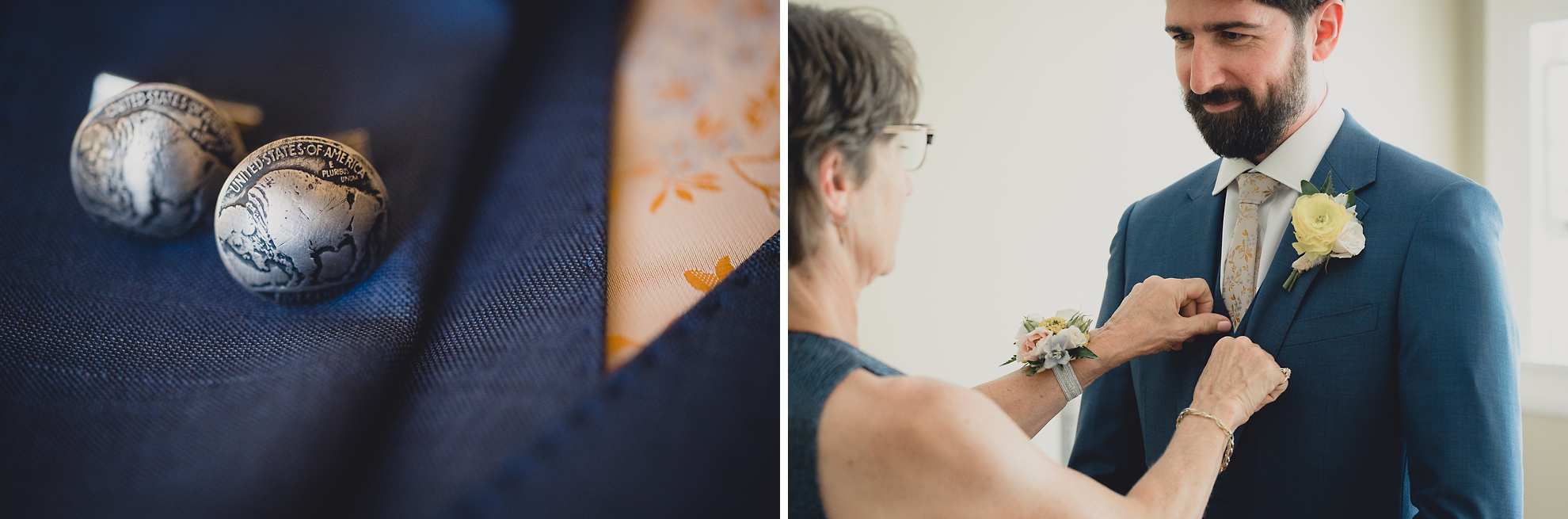 groom gets ready for outdoor tented wedding at the mansion at Knox Farm in East Aurora, NY