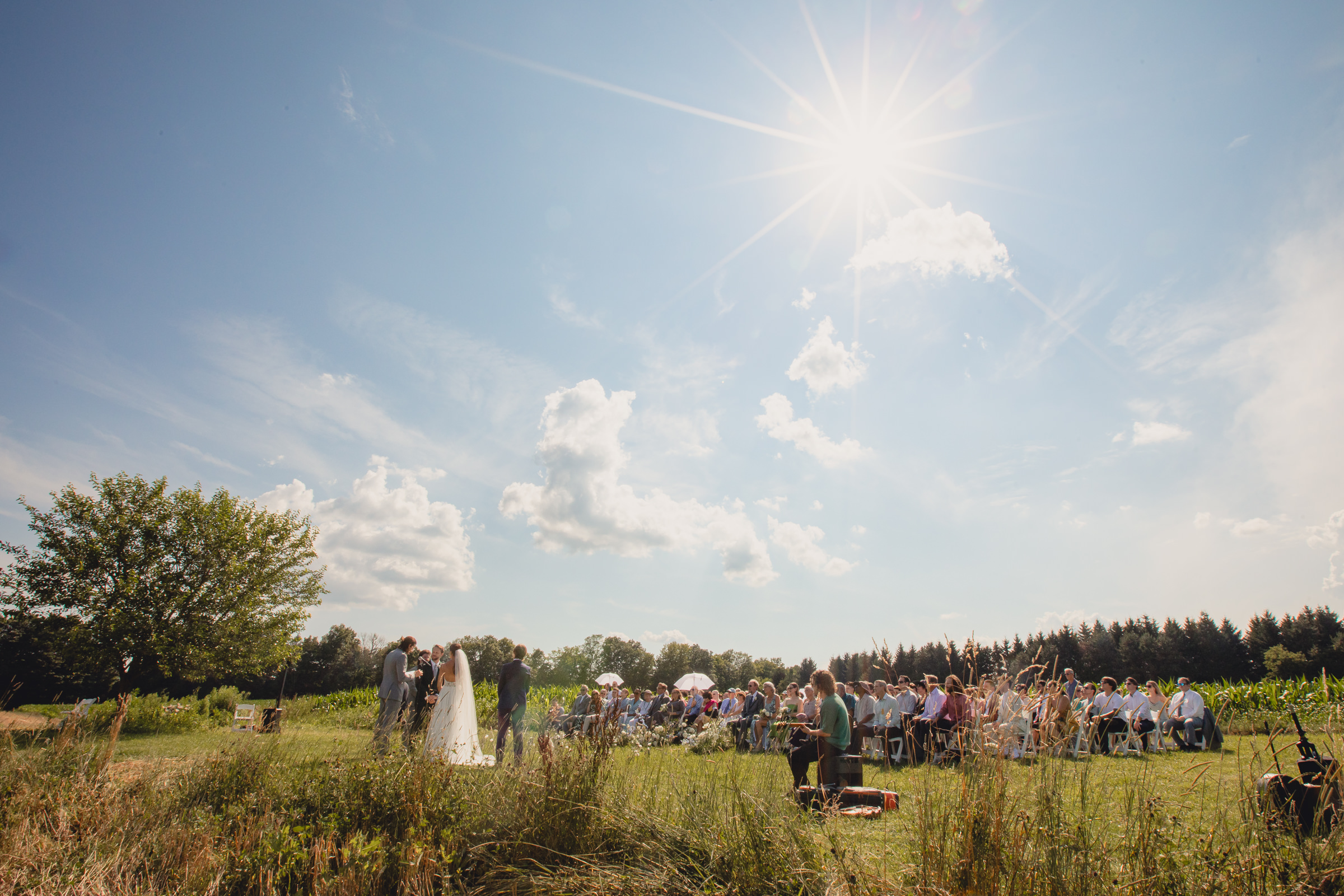 wedding ceremony at The North Farm overlooking Seneca Lake in Geneva, NY