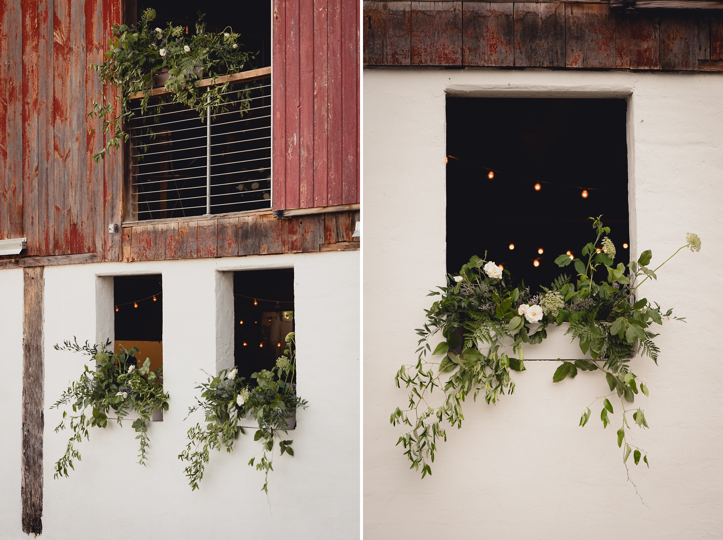decor styled by Simply Beautiful Events and florals by Pistil and Pollen at wedding reception in barn at The North Farm in Geneva, NY