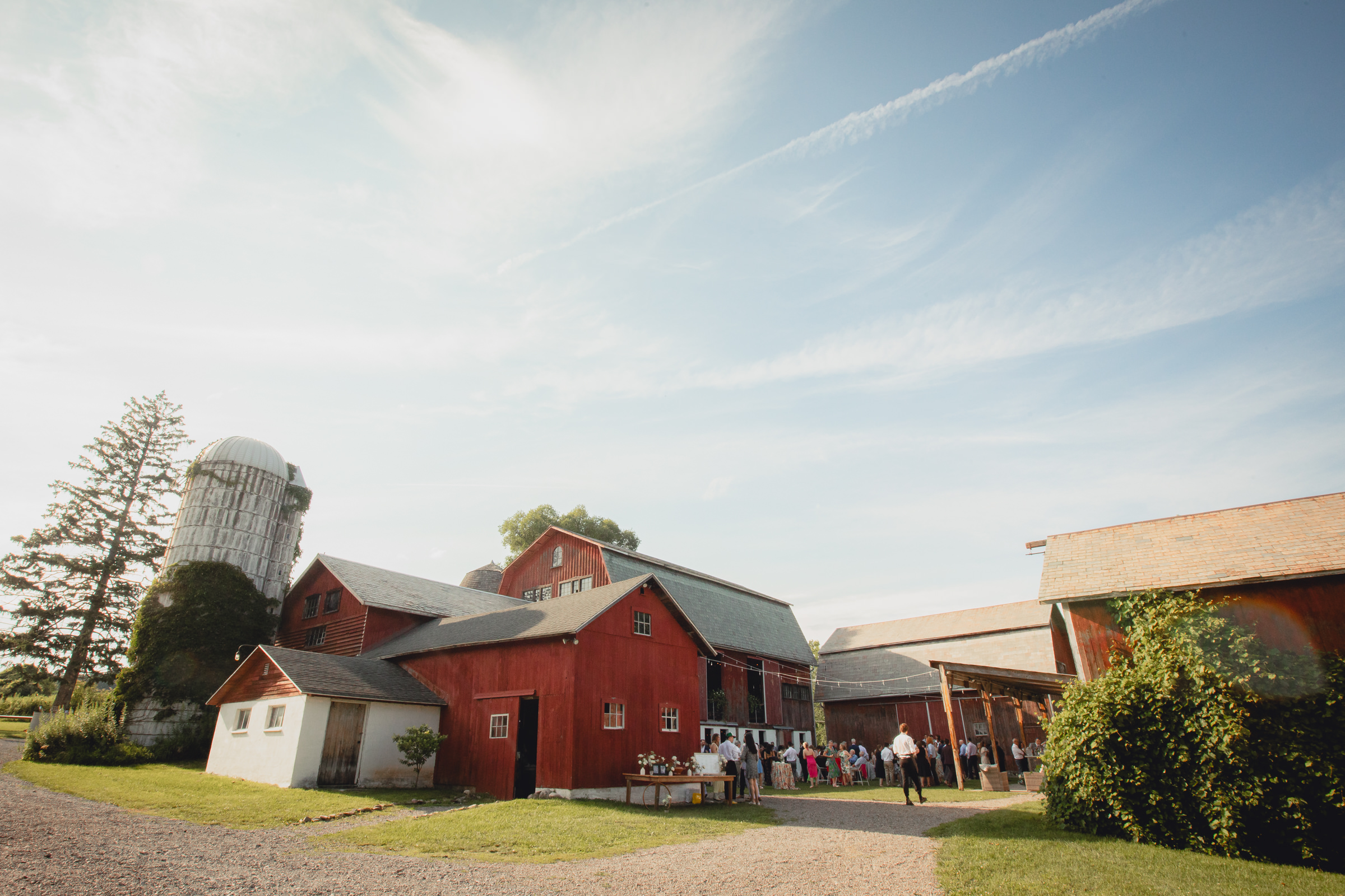 The North Farm barns at a wedding reception in Geneva, NY in the Finger Lakes region