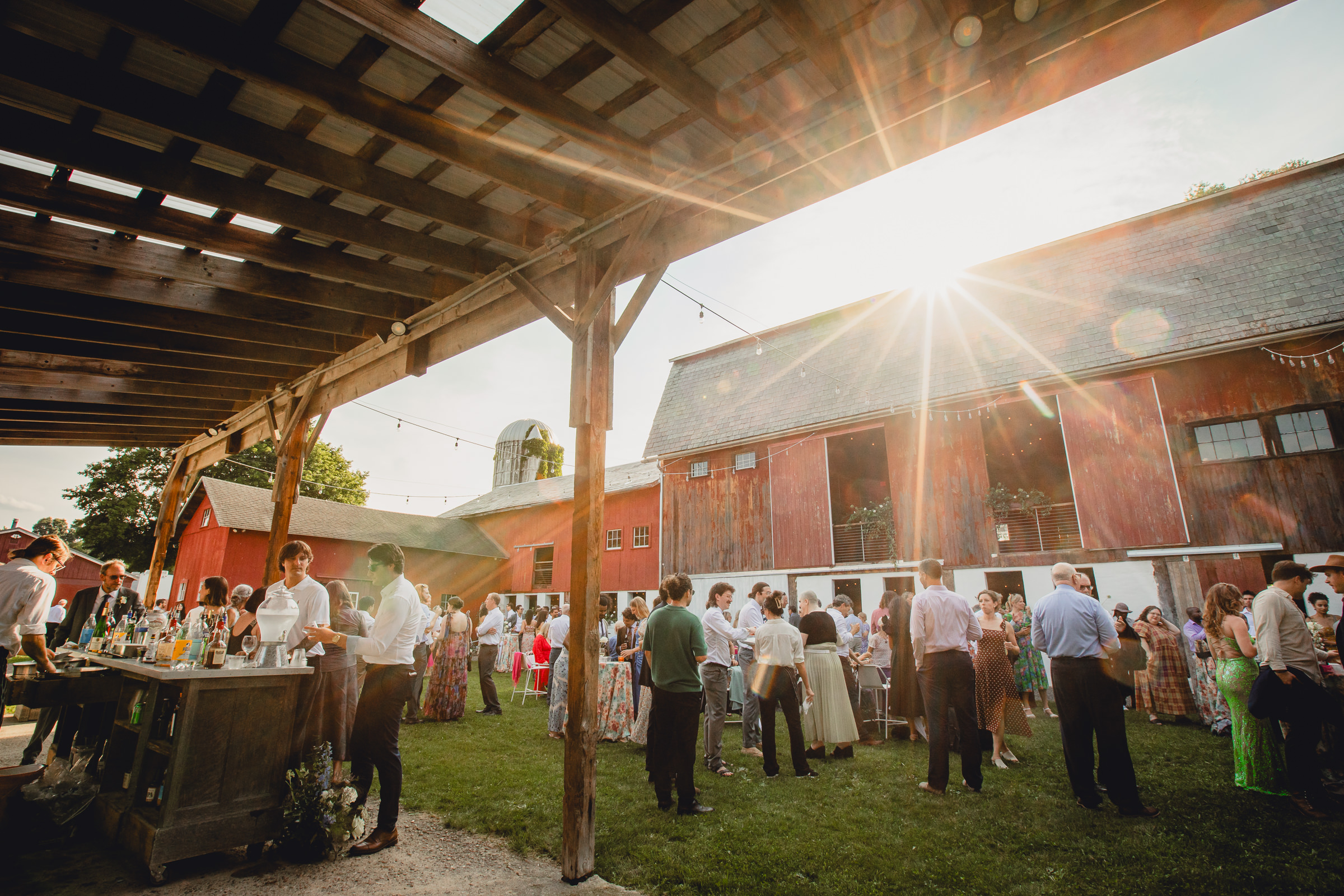 The North Farm barns at a wedding reception in Geneva, NY in the Finger Lakes region
