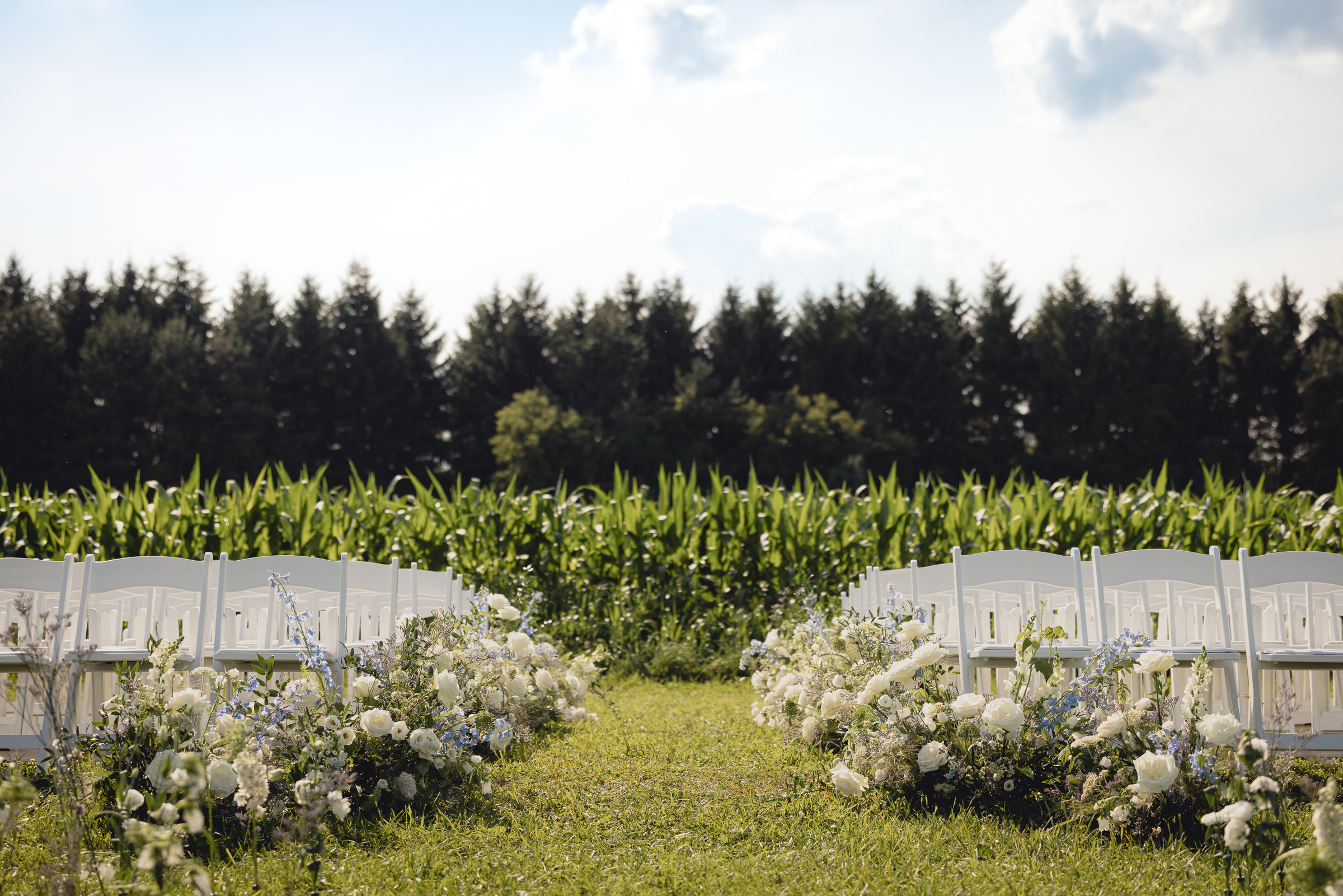 wedding ceremony florals from florist Pistil and Pollen at The North Farm in Geneva, NY